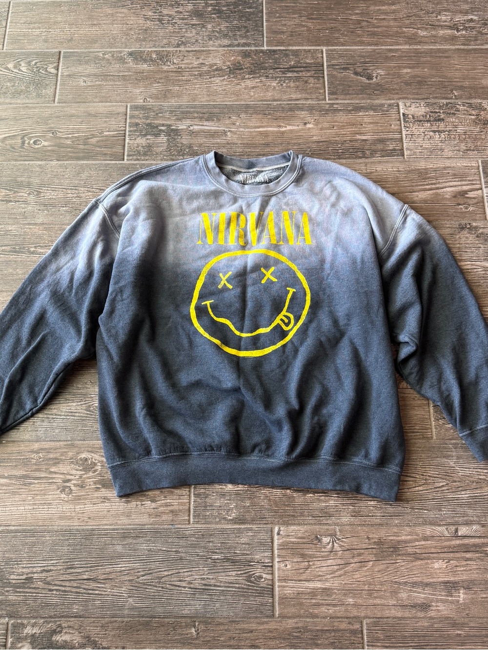 Urban Outfitters Nirvana Oversized Faded Grey Graphic Sweatshirt Pullover